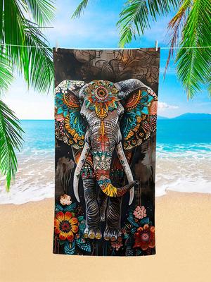 Vibrant Bohemian Elephant Printed Beach Towel Quick Drying Lightweight Soft Swimming Pool Towel