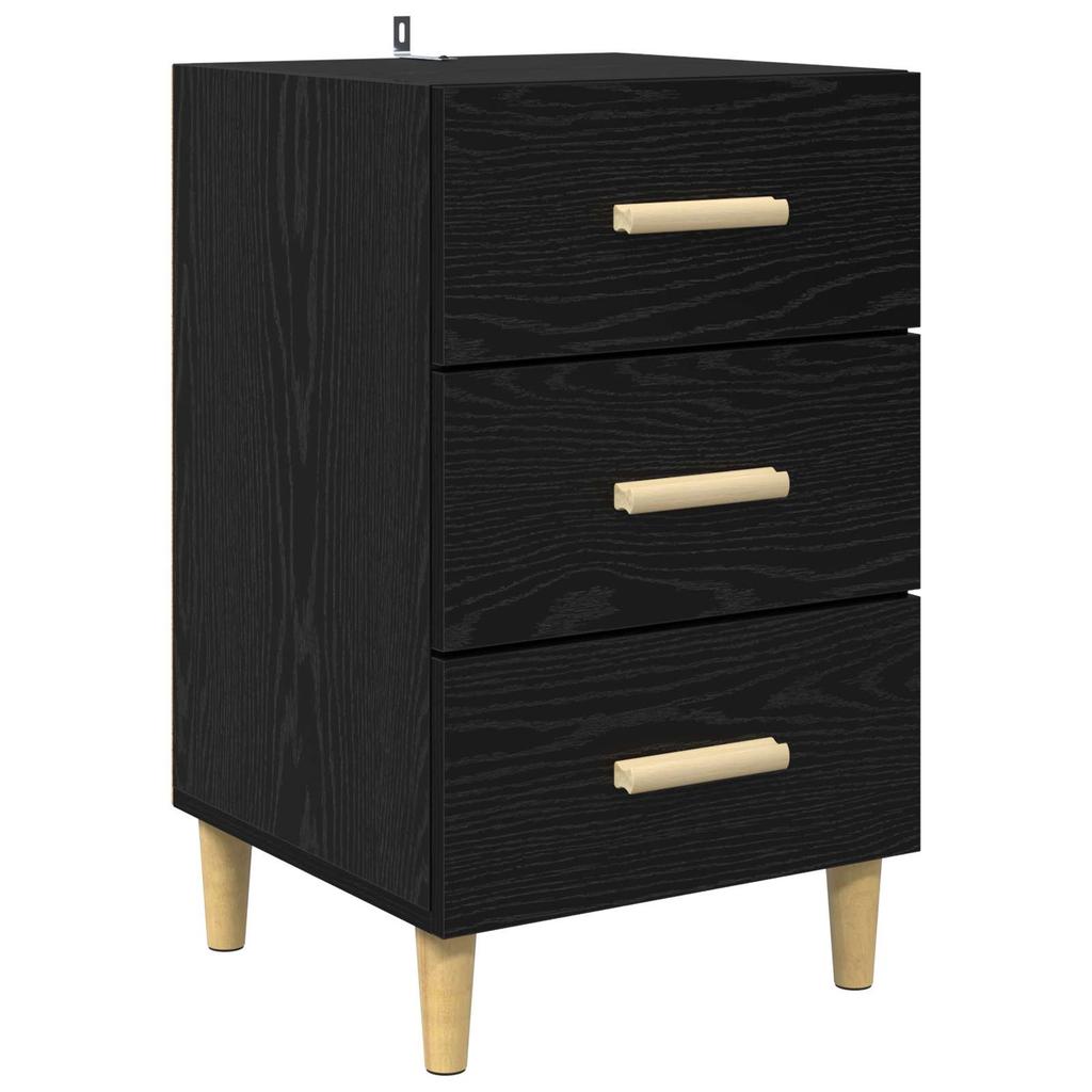 Nightstand Black Oak Effect 40 X 40 X 66 Cm Engineered Wood