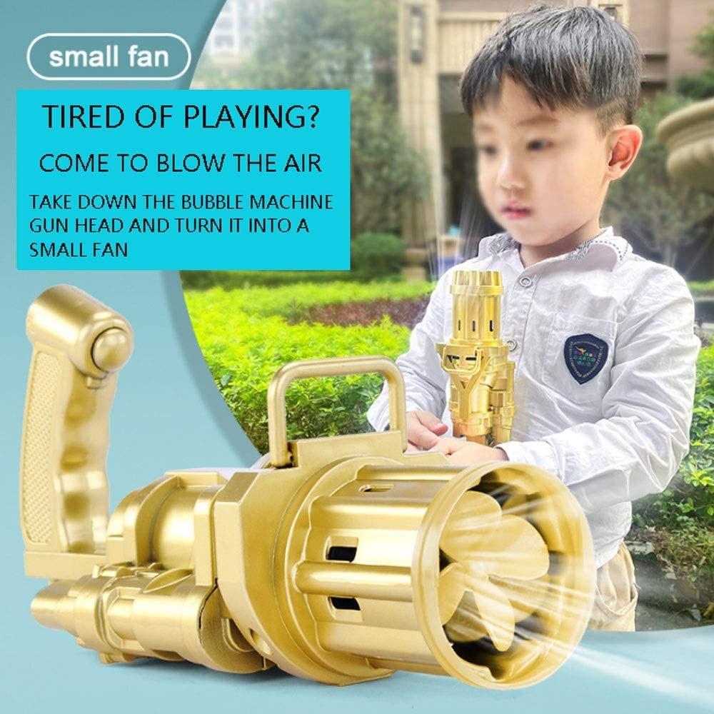 Electric Gatling Bubble Machine Bubble Maker Safe Summer Cooling Fan Outdoor for Kid,Eight Hole Huge Amount Automatic Bubble Maker Electric Bubble