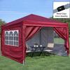 Folding Gazebo 3 x 3 m, waterproof, winter-proof, with 4 side walls, 4 sand bags, UV protection 50+, garden, party, camping, steel frame (Burgundy)