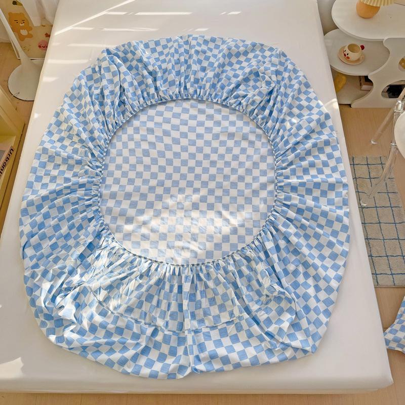 Plaid Fitted Sheet Simple Style Single/Queen/King Bedroom Home Bed Sheet Mattress Cover Pad Bedsheet ( Pillowcase Can Order )