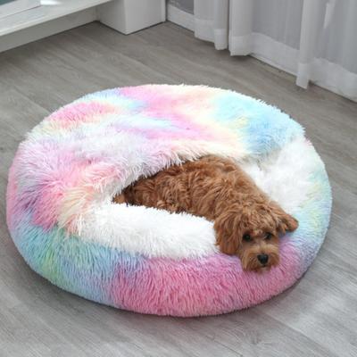 Dierenhuis Warm Semi-Gesloten Kennel met Pluche Voering Opvouwbaar Ontwerp Anti-Slip Bodem Stressverminderend Dierenbed