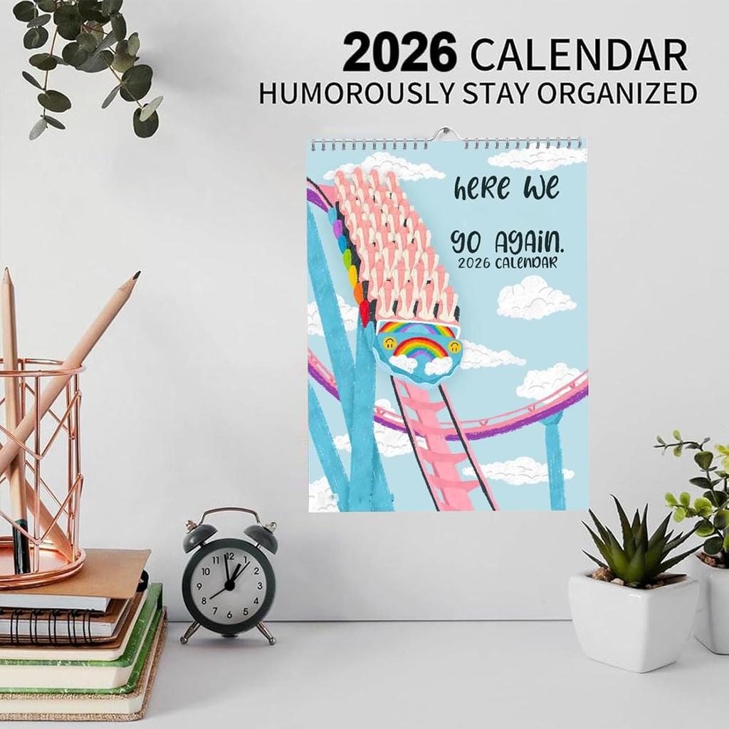 Here We Go Again 2026 Calendar, Here We Go Again Calendar, Fun Hanging Month Hanging Calendar, Match Your Witty Personality, Novelty Planning Wall