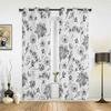 Skiss Blommor Blad Retro Fönstergardiner för Vardagsrum Lyx Sovrumsgardin Köksgardiner Draperier Gardiner