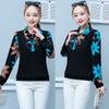 M-5XL primavera otoño nueva camisa con cuello tipo Polo para mujer moda mamá blusa de manga larga Camiseta holgada con estampado