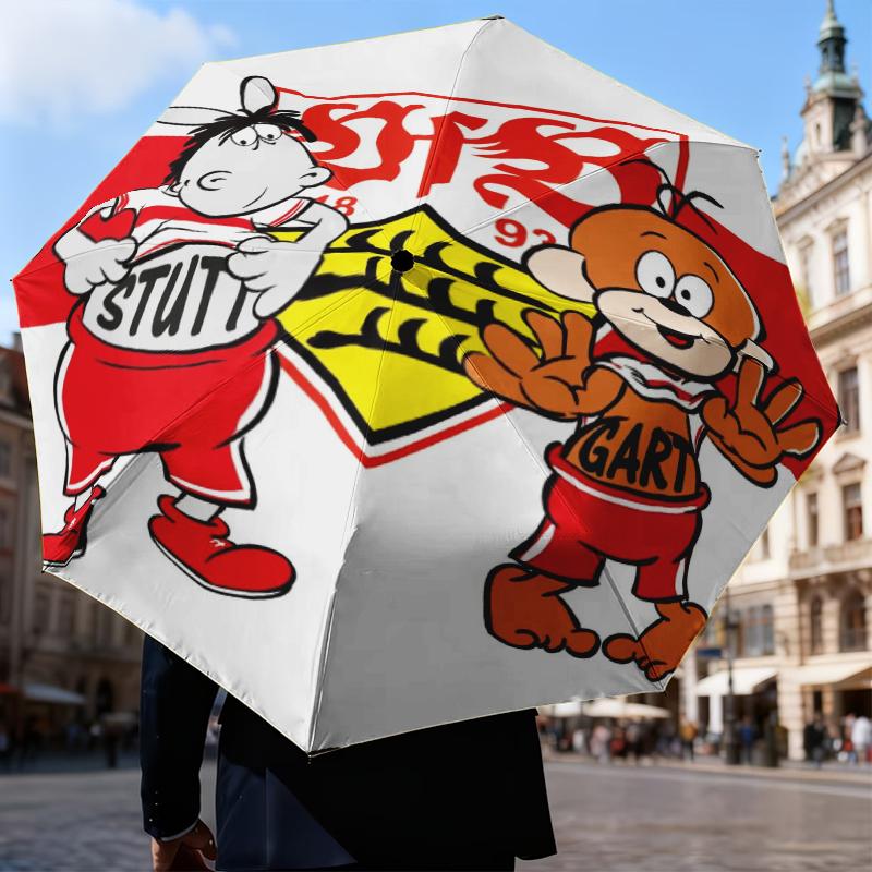 VfB Stuttgart Celebration Umbrella Folding Umbrella, Automatic Umbrella 8-Frame for Travel, Camping Use Gift for Halloween Christmas