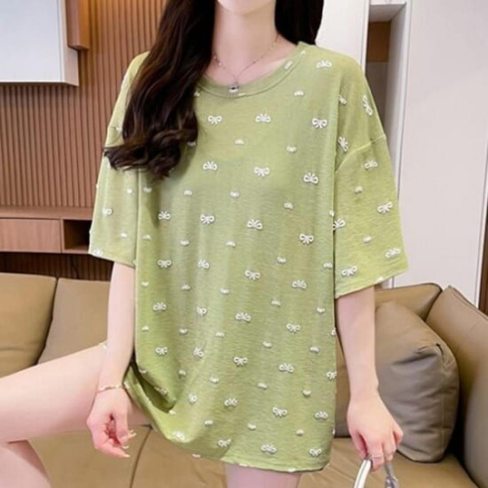Navava NT2439 Mini Ribbon PaTTern Loose FiT T shirT