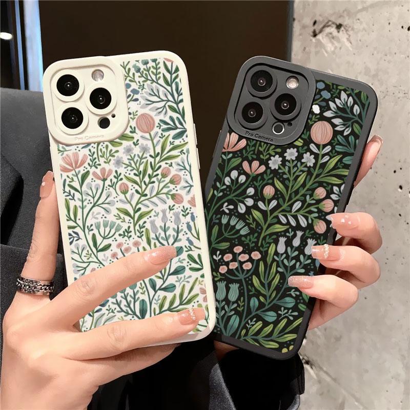 Flower Phone Case For iPhone 11 13 12 14 Pro Max 14 Plus 7 8 Plus SE 2020 XR X XS Full Graph Floral Soft Silicone Cover Fundas