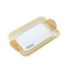 3PCS Light Luxury Plastic Tea Tray Set Golden Handle Rectangular Dessert Tray Stackable Thickened Brunch Tray Fruit