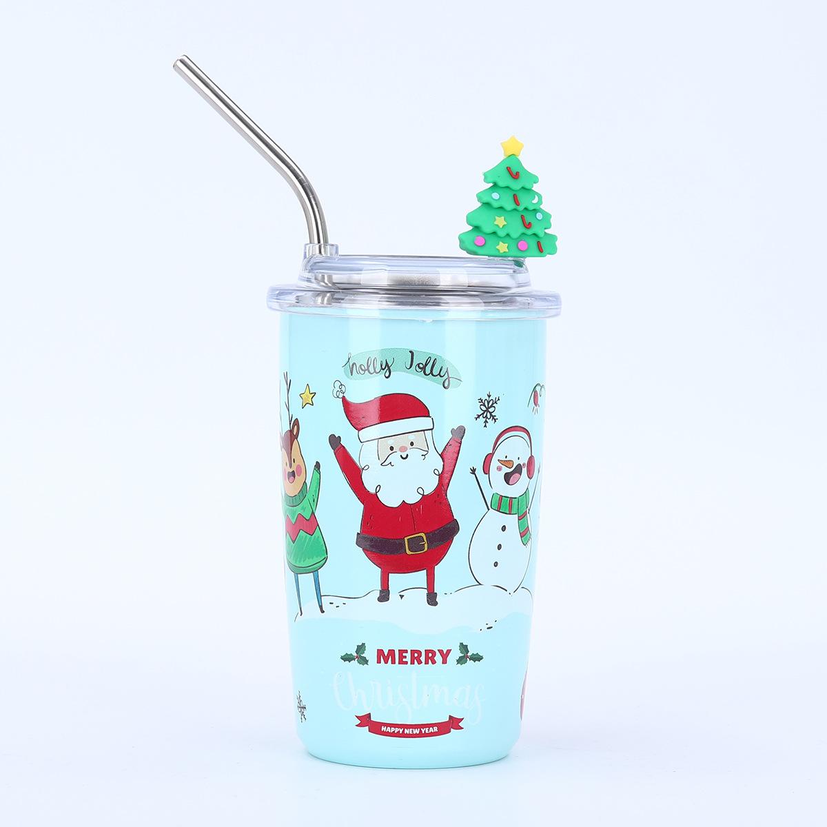 

16Oz Christmas Theme Cup Set Break-Resistant Metal Travel Cups with Straws Perfect Gifts for Halloween Valentine s Day Christmas