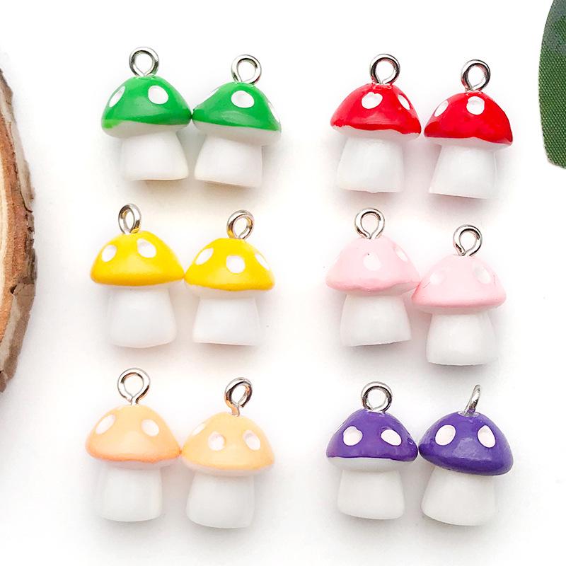 3D Resin Mushroom Pendant Charm for DIY Keychain & Bracelet Jewelry