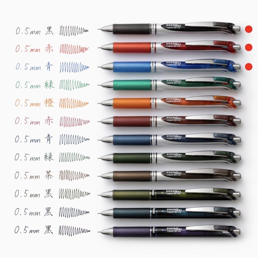 [Pentel] EnerGel Metal Gel Ink Pen 0.5mm, 3 Colors Set Black/Red/Blue BLN75Z-3STH