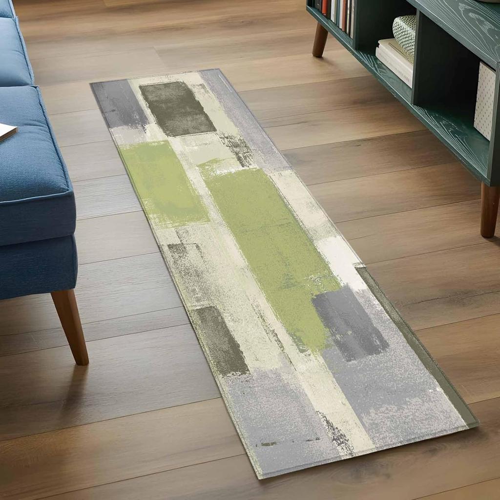 Modern Abstract Graffiti Hallway Runner Rugs Artistic Home Decor Non-Slip Long Carpet Color-block Patchwork Bedroom Bedside Rug