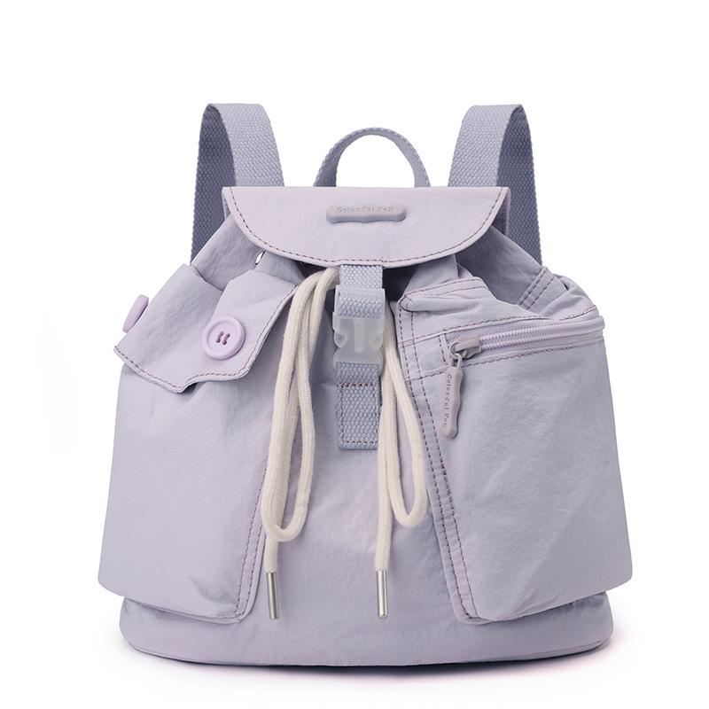 

Новый женский нишевый дизайн, легкий рюкзак с карманом на пуговицах и шнурком лаванды фиолетового