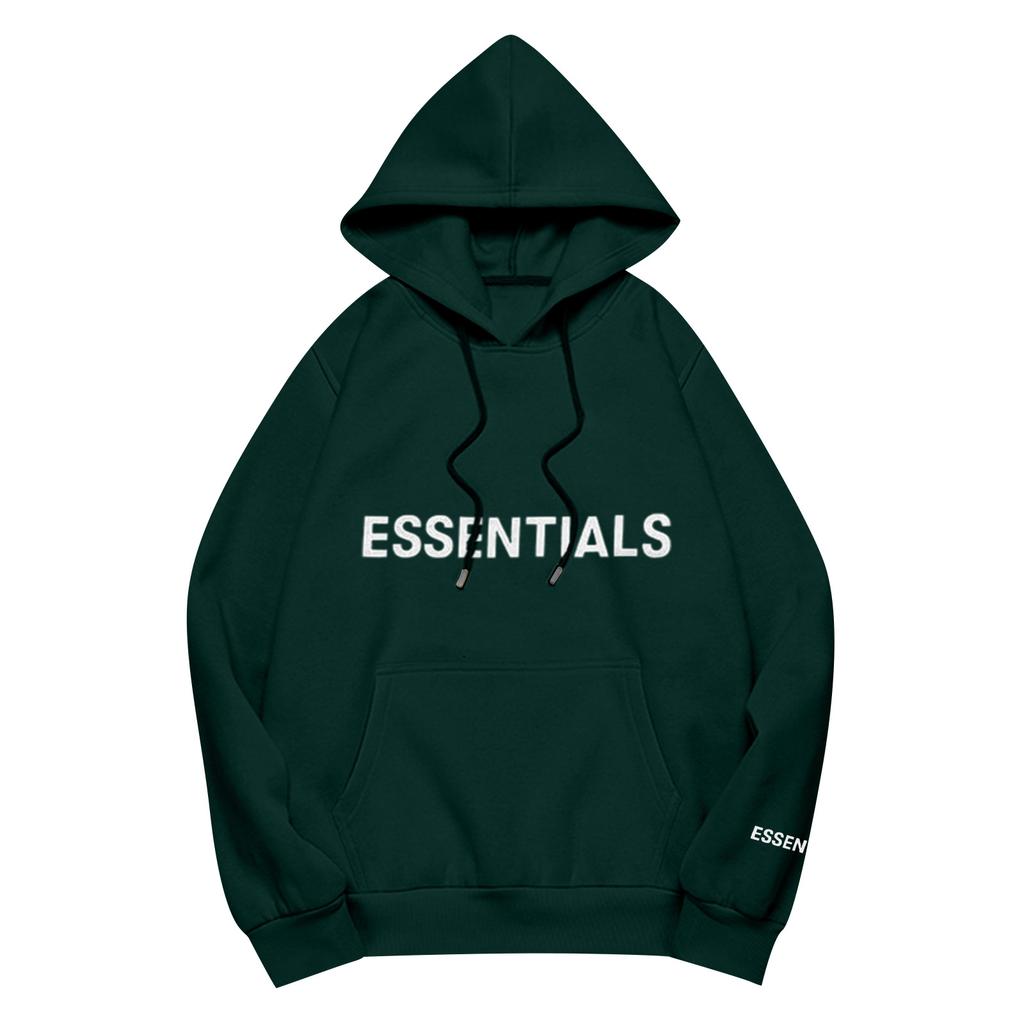 Unisex Loose Casual Letter Print Solid Round Neck Long Sleeve Hooded Sweatshirt
