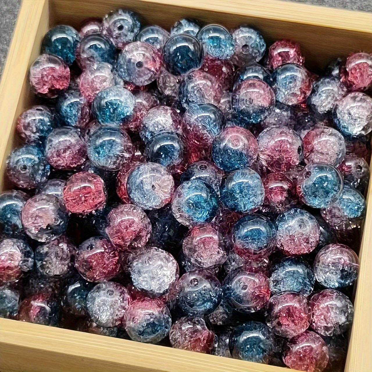 

50 штук смешанных бусин из кракле-стекла - блестящие круглые хрустальные бусины 10 мм, подходят для изготовления украшений своими руками, браслетов, ожерелий, серег