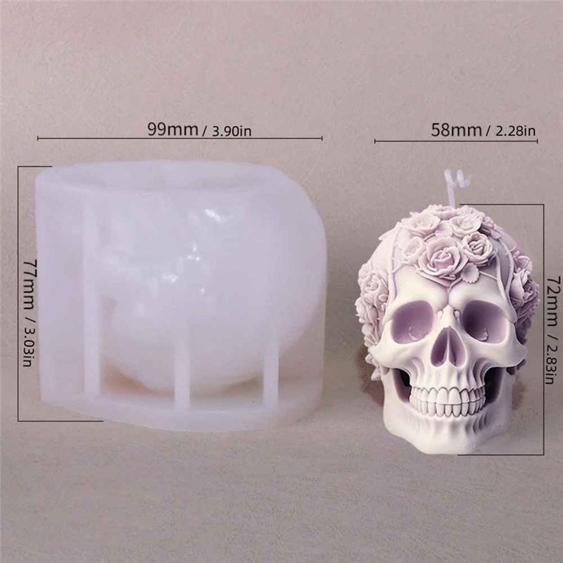 Good-Rose Skull Candle Mold DIY Chocolate Cake Handmade Halloween Decoration Mold