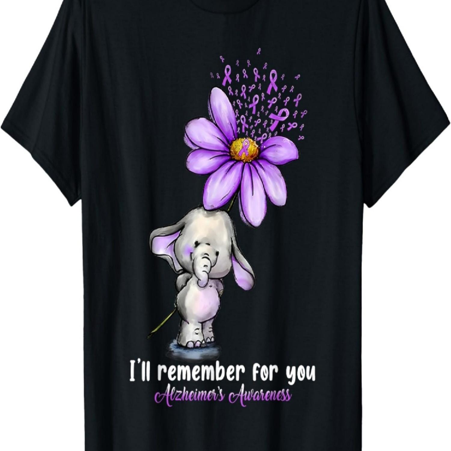 I ll Remember For You Purple Elephant Alzheimer s Awareness T-Shirt S чёрный