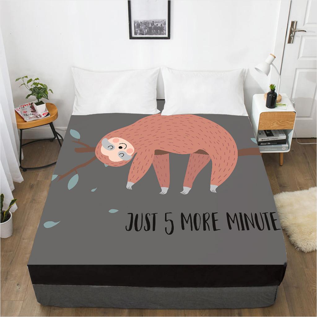 Bedding 3D Printed Animal Sloth Pattern Bed Sheet Mattress Cover Elastic Fitted Sheet 3 Piece Set Home Textile