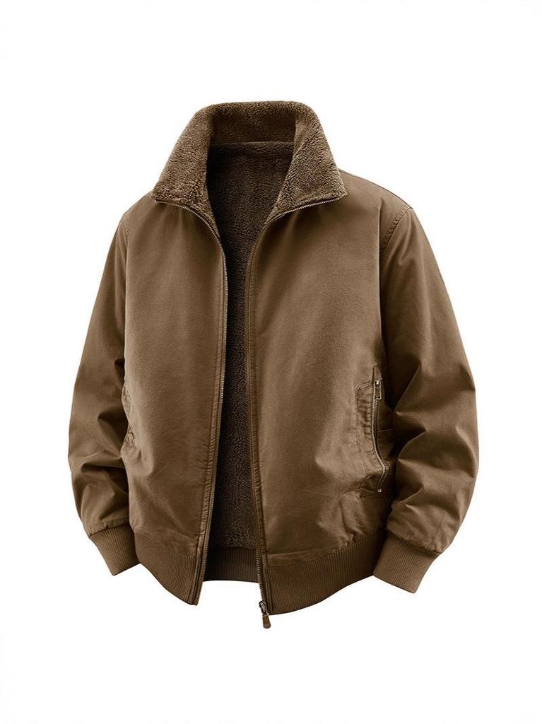 Herren Winter Lammwolle Doppelseitig Freizeit Revers Arbeitskleidung Jacke 7956
