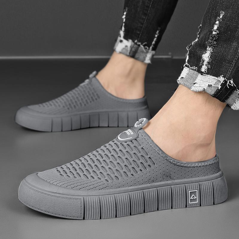 Slip-On Open Back Sandals for Men and Women - Breathable Mesh Summer Slide Shoes with Flat Sole, Lightweight Outdoor Casual Wear
