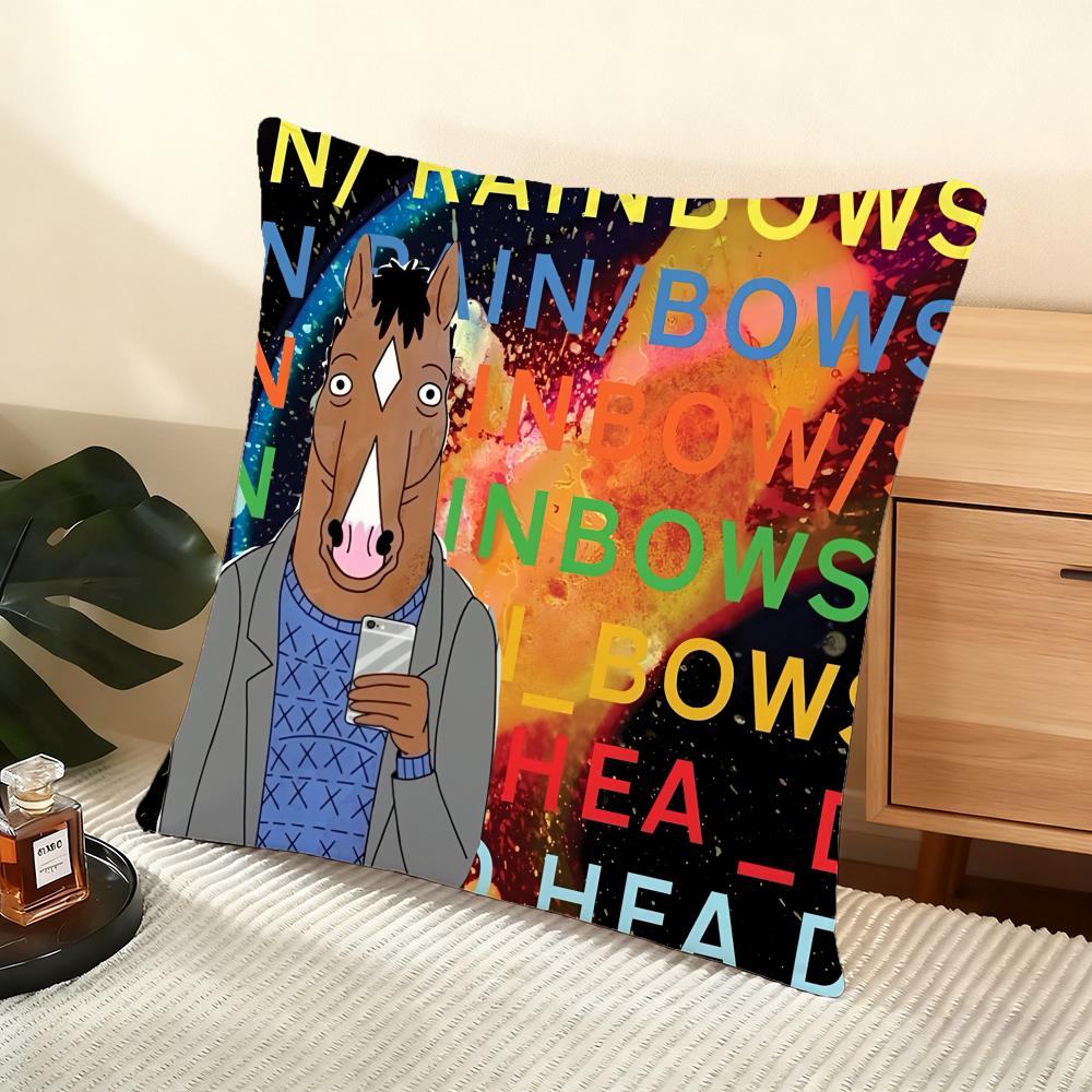 Bojack H-Horseman Cushion Cover Soft Short Plush Pillow Cover Smooth Cozy Texture Aesthetic Cushion Case Home Decor