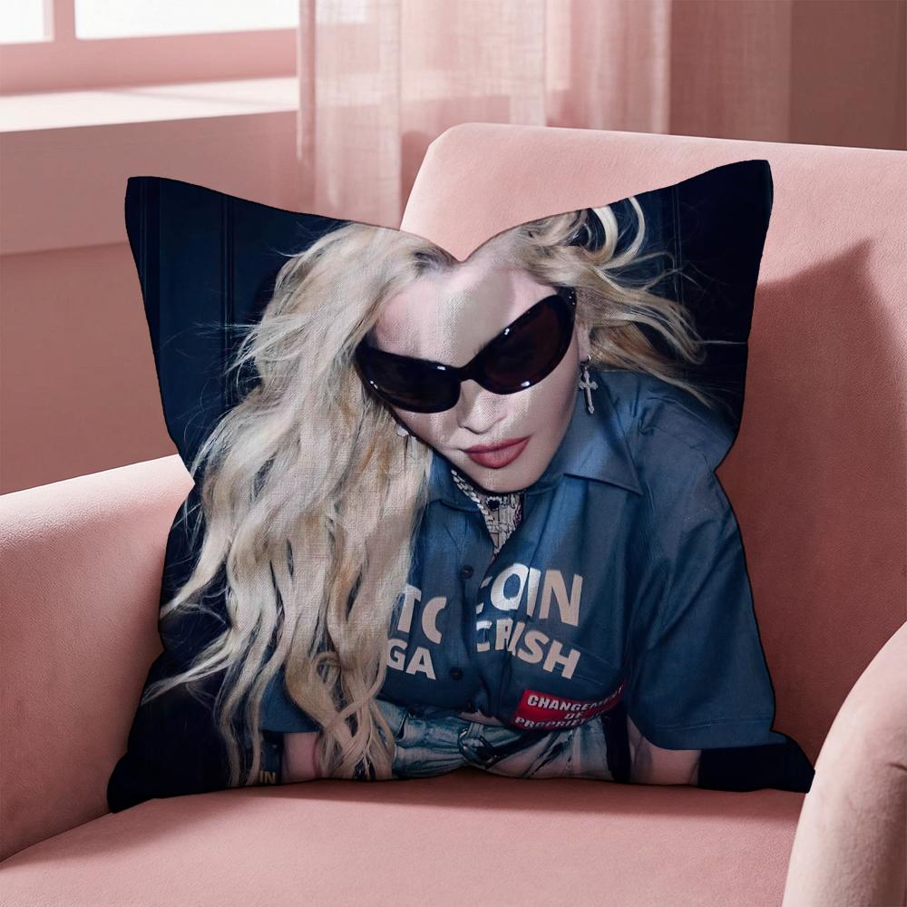 M-Madonna Singer Cushion Cover Multi-Scene Pillow Cover For Home & Car - Reversible, Soft & Durable For Daily Use