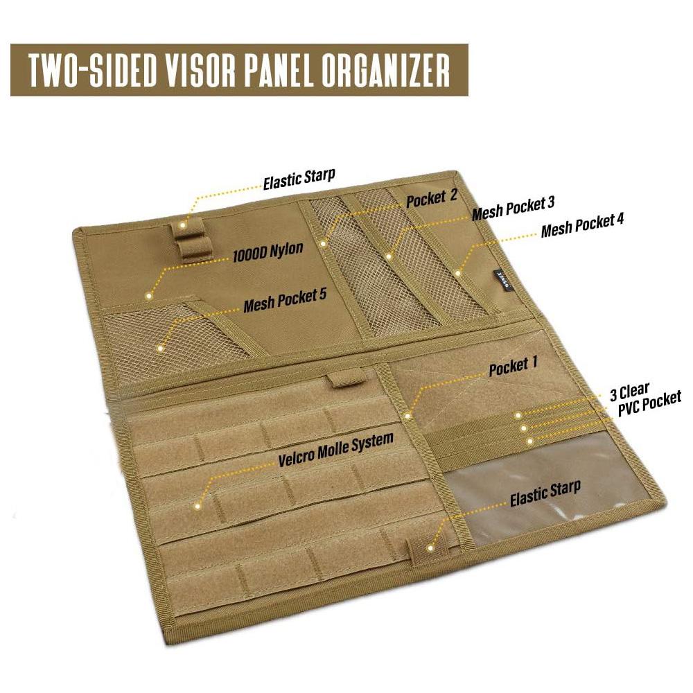 Organizator Tactic Parasolar Auto, Geantă Mare de Depozitare Molle pentru Parasolar, Geantă de Depozitare pentru Parasolarul Vehiculului