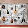 Mural de Pared de Ladrillo Nostálgico 3D Papel Pintado de Música de Guitarra Herramientas de Bar Fondo Papeles de Pared Fresco