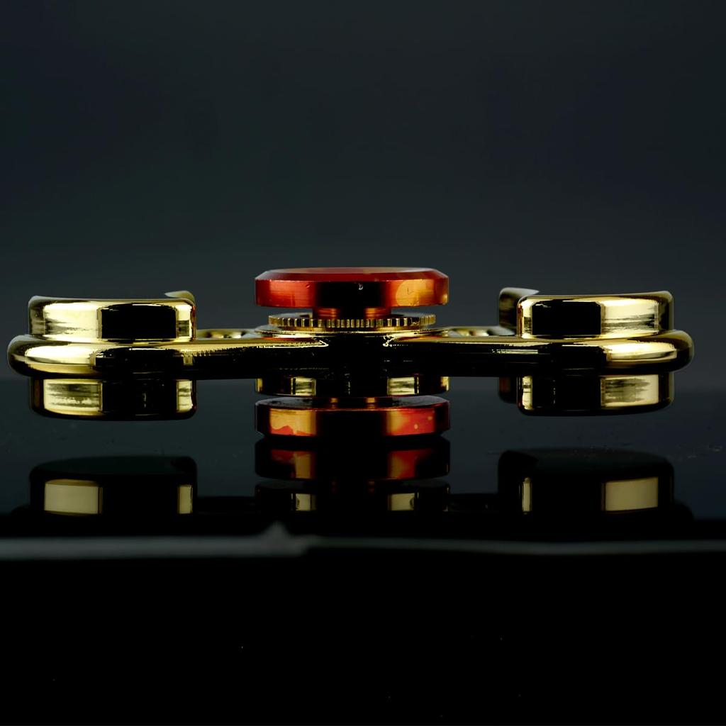 Spin Gear Heavy Torque Bar Hand Spinner (Two-Wing Type) (FS05 Gold-Plated Brass with Japanese-Made NSK Bearings, Red)