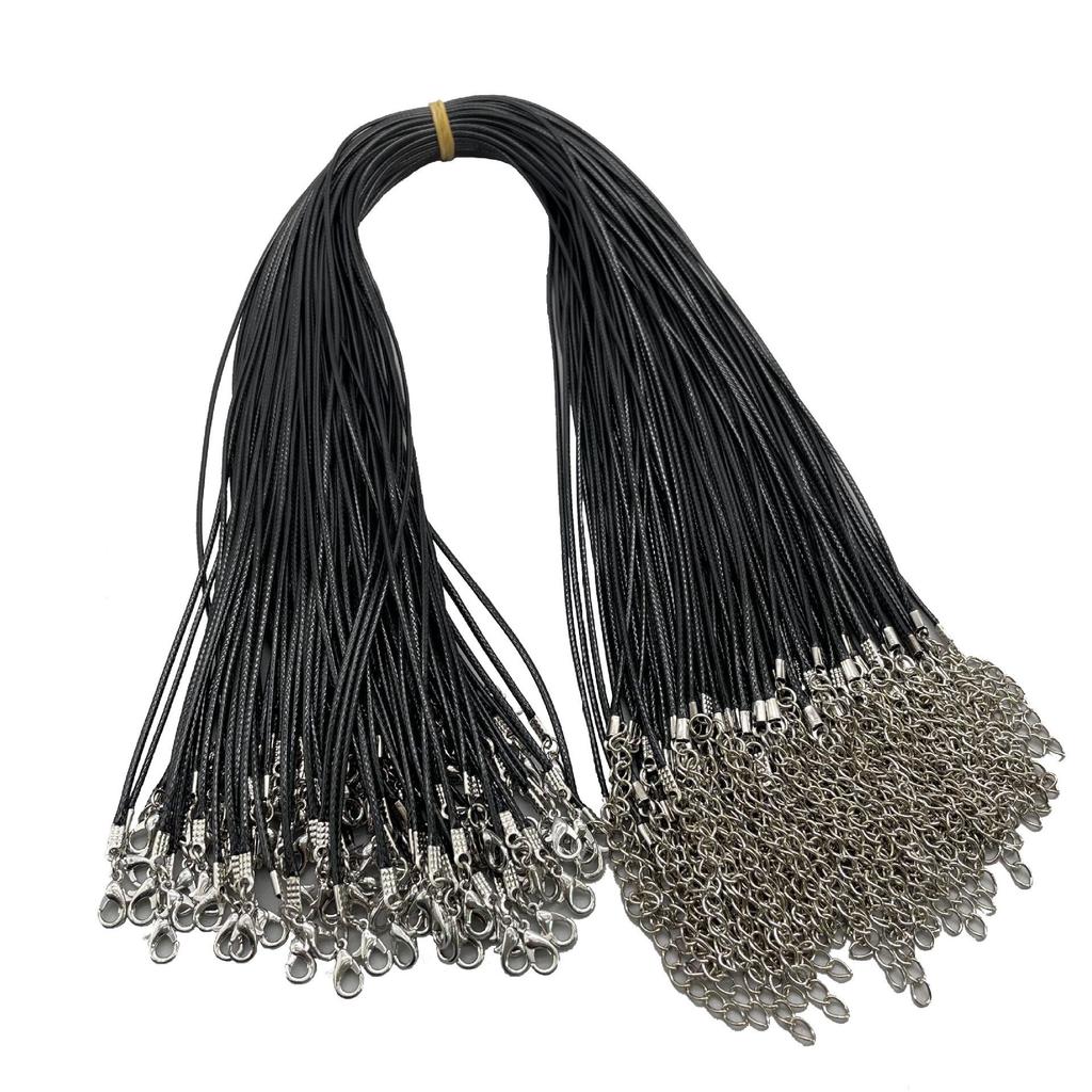 Korean Waxed Cord: 2.0/1.5mm Black Thread for Necklace Jewelry String & Pendant Chain