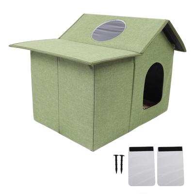 Cat House for Outdoor Cats Foldable Water Resistant Rainproof Feral Cats Shelter Cat Cave Army