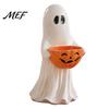 Spooky Season Entryway Accents Resin Ghost Statue with Pumpkin Candy Bowl, Cute Figurine, Trick Fall Harvest Home Decor or Treat Holder for