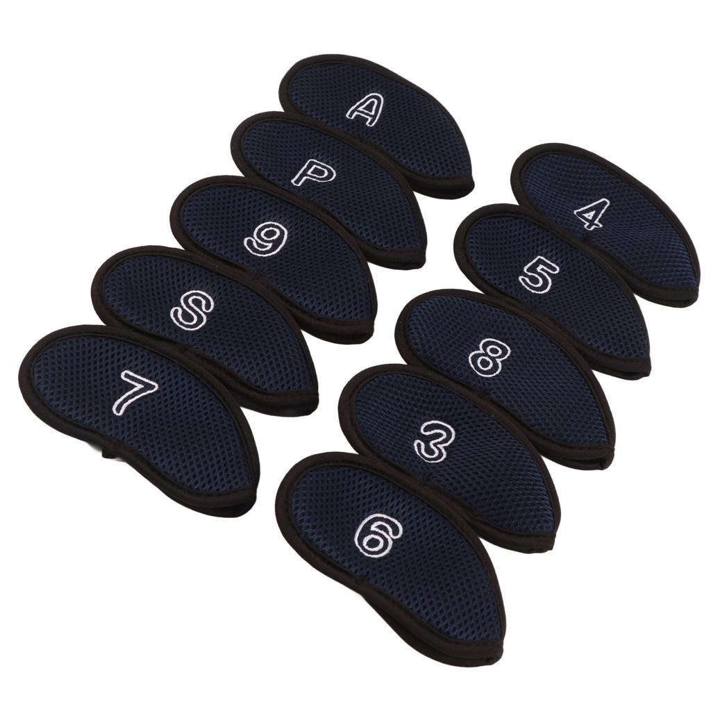 10pcs Golf Iron Covers Set with Numbers Waterproof Golf Head Cover Protective Headcover for Court Exercise Dark Blue