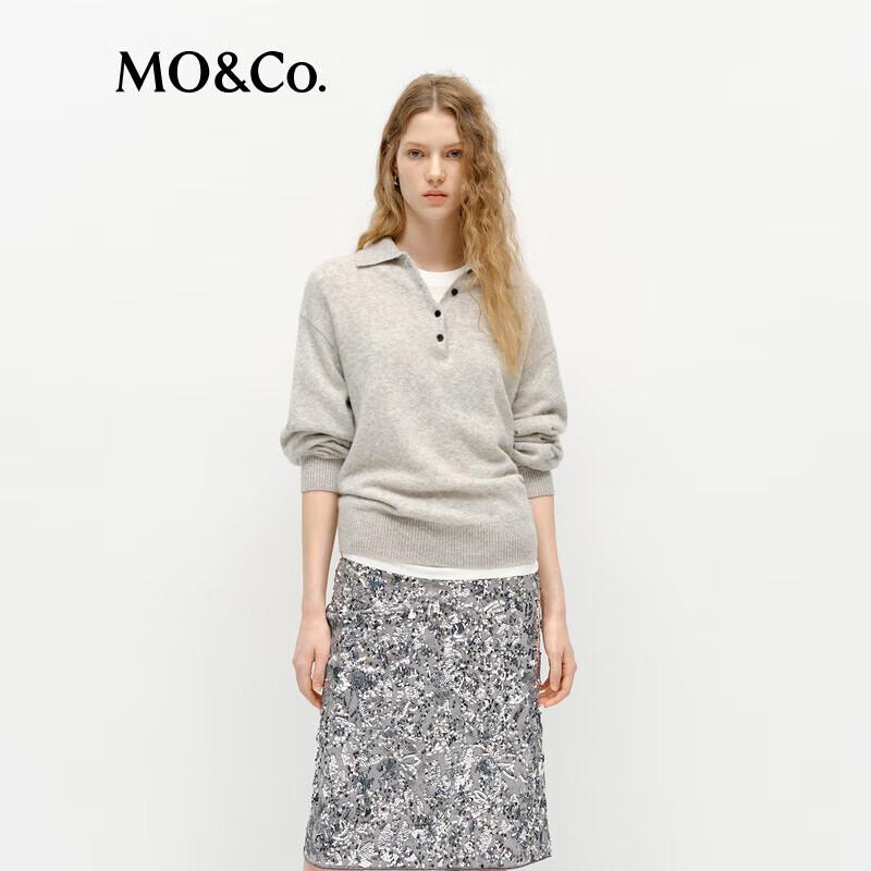 MO&Co. Women's Sophisticated Lightweight Warm Polo Knit Sweater