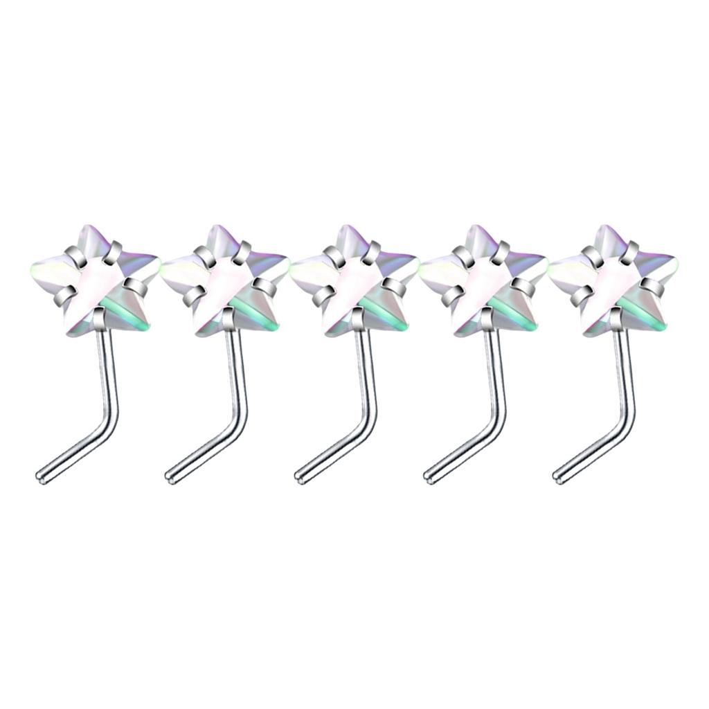 5Pcs Sturdy Alloy Nose Piercing Jewelry Set L Shape Studs and Hoops With CZ Designs Accessory for Stylish Look