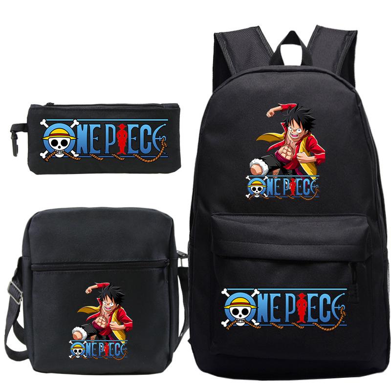 Cartoon Printed Teen Backpack Men's and Women's Student School Bag Three-piece Combination