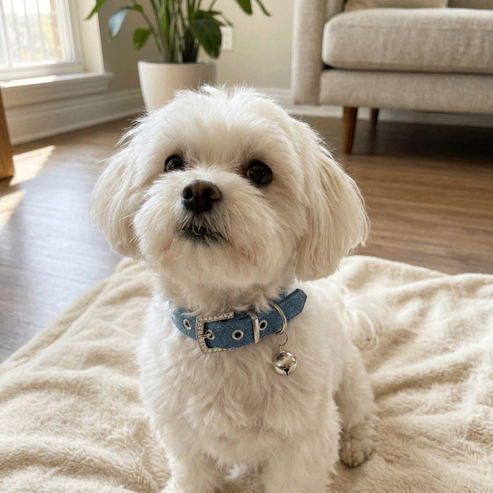 Metal Buckle Denim Dog Collar Soft Leather Adjustable Puppy Jean Collar Quick Release with Bell Anti-lost Cat Necklace