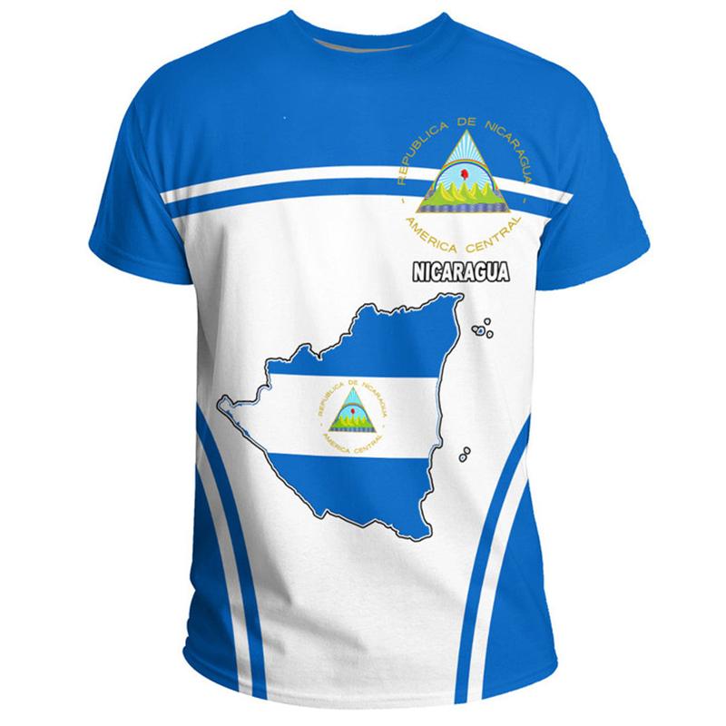 New 3D Print Nicaragua Flag T Shirt For Men Women Fashion Casual Summer Sports T-shirt Unisex Short Sleeves Oversized Tee Shirts