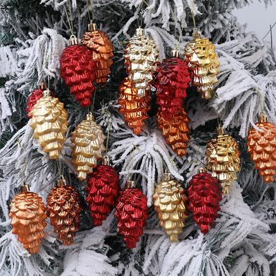 New Christmas Tree Pendant 9cm6pcs with Glossy and Matte Pinecone Christmas Balls