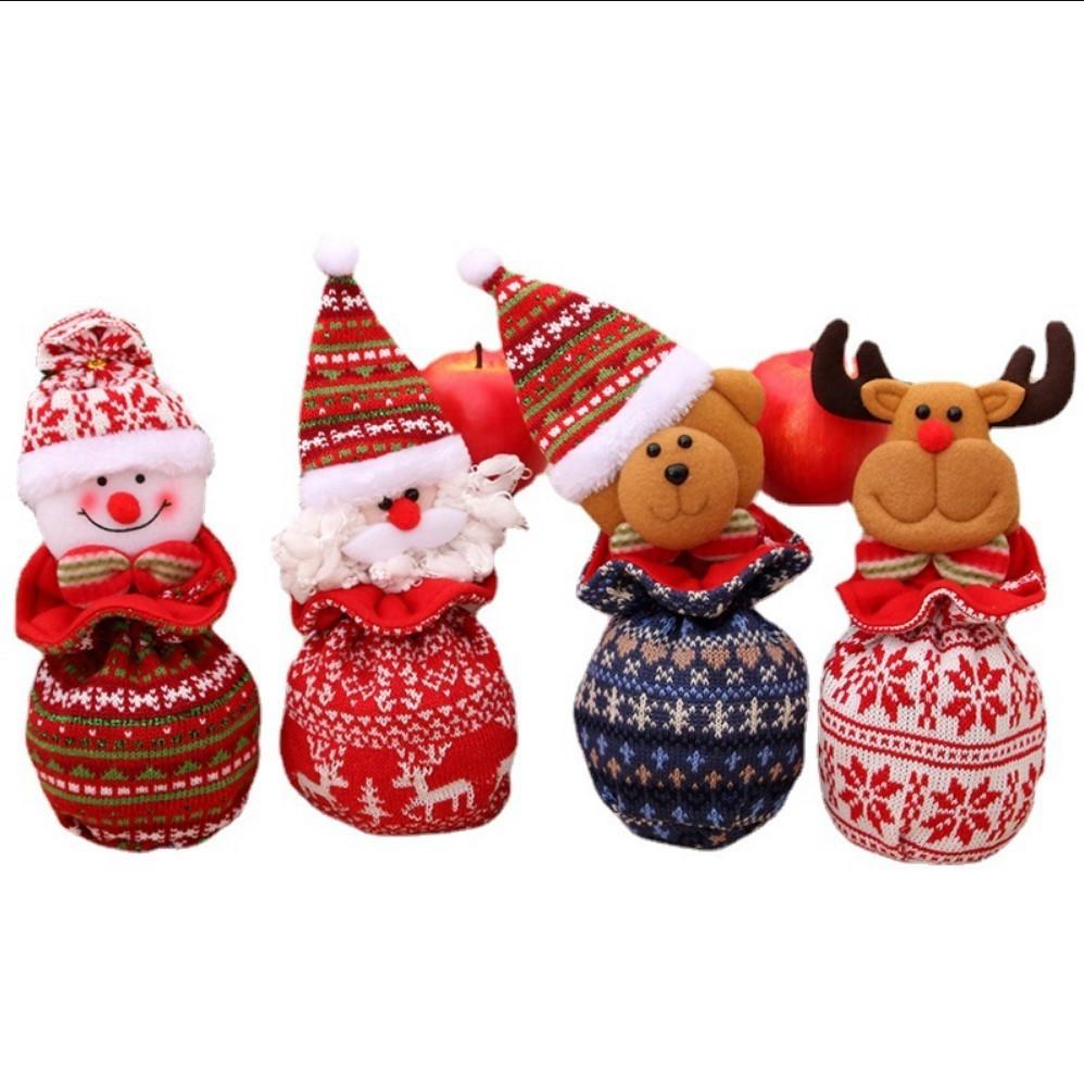 Christmas Knit Apple Bag With Snowman Decor For Holiday Gift Packaging