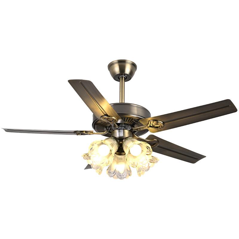 48-inch Remote Control 6-speed Reversible Interior Motor Dual Air Vane Ceiling Fan Lights