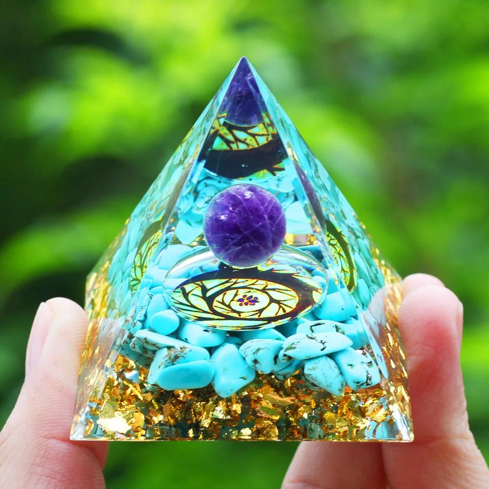 Křišťálová Orgonová Pyramida Generátor Energie 5 cm Přírodní Ametyst Peridot Reiki Čakra Meditační Nástroj Vánoční Dárek Pro Rodinu