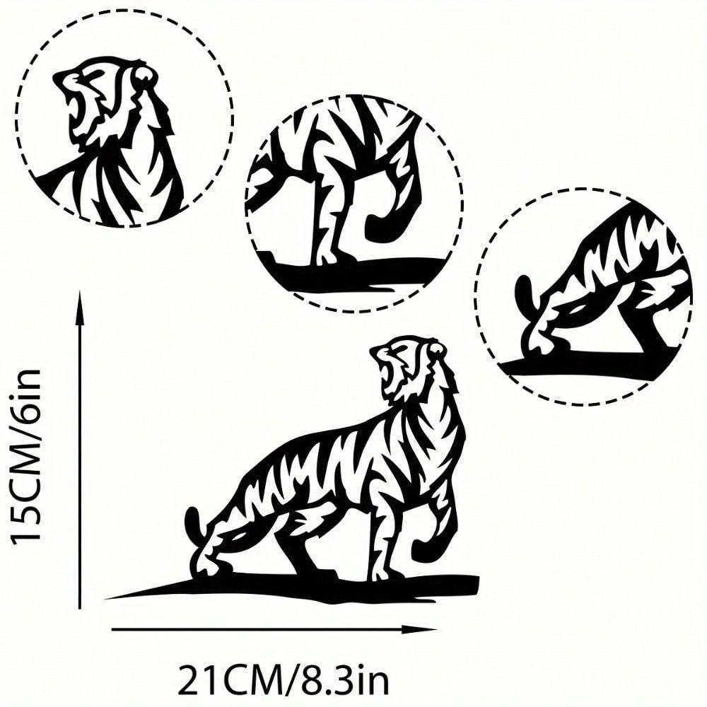 Metal Tiger Silhouette Stake Rustic Outdoor Garden Decor Lawn Ornament