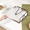 Elegant flat paper napkin rack with dispenser arms - white/black napkin rack for tables, kitchens, countertops and outdoor table