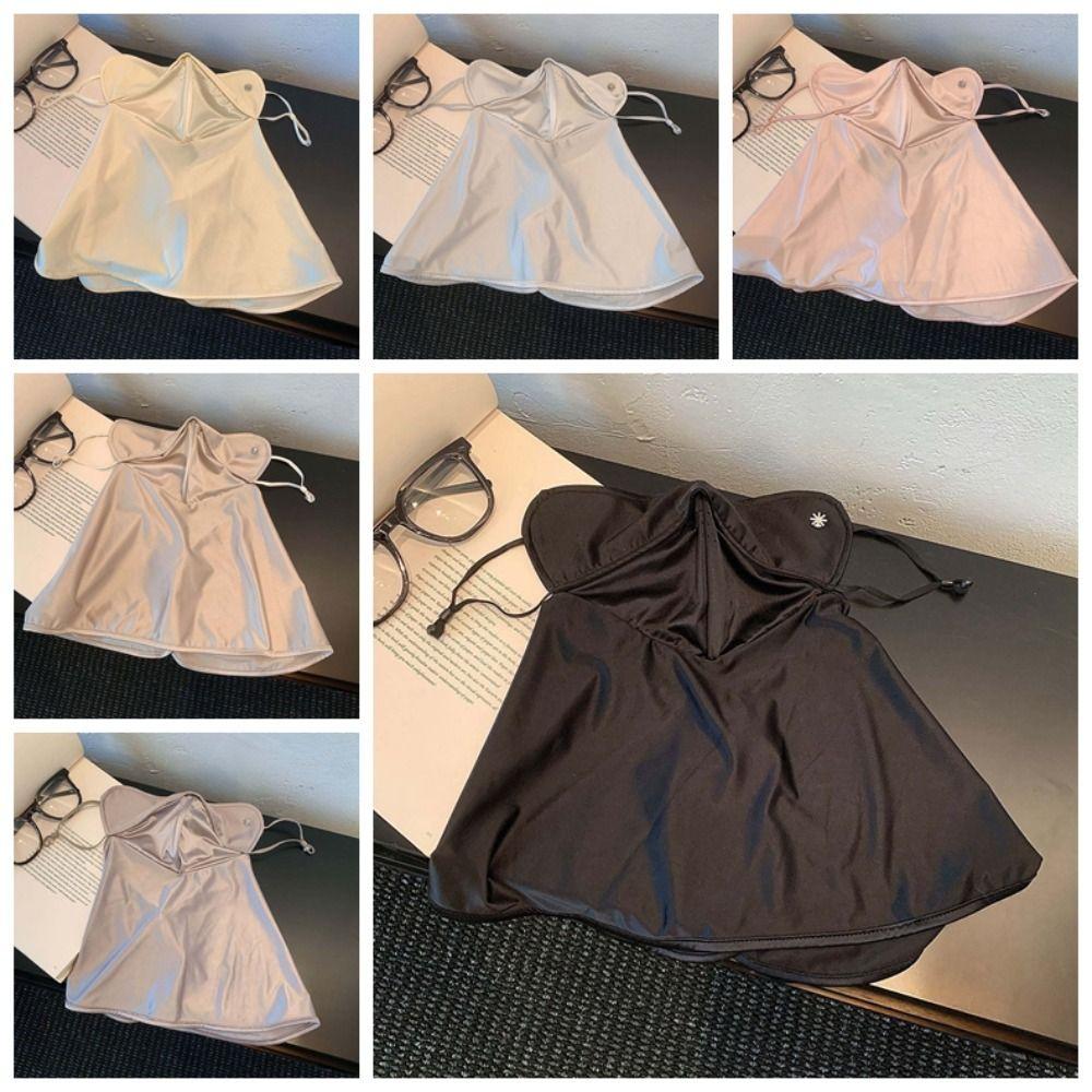 Elastic Neck Sunscreen Mask Satin Breathable Sunshade Mask Face Sun Protection  Seaside Vacation