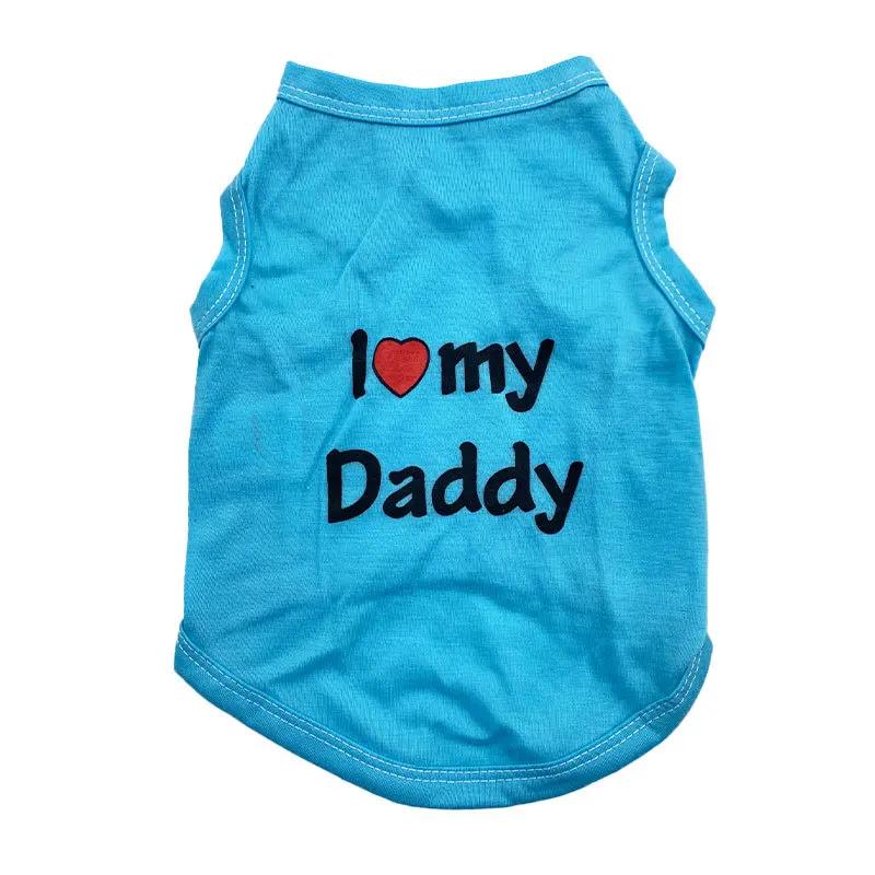 Dog Vest I Love My Mommy Daddy Puppy T-Shirt Summer Sleeveless Pet Clothing for Small Medium Dogs Cats Apparel