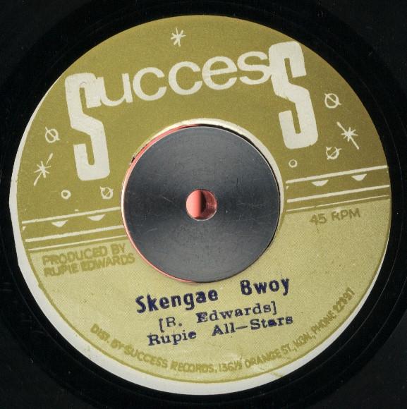 

7inch Record RUPIE EDWARDS ALL STARS Skengae Bwoy NONE Success Jamaica Reggae Ska Dub Used