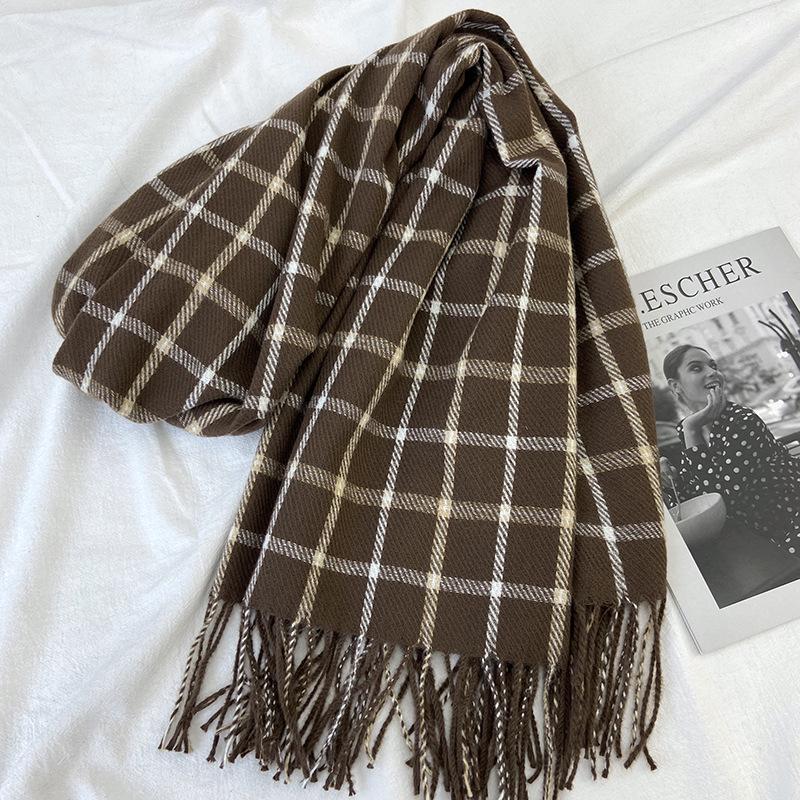 Women Imitation Cashmere Plaid Scarf Women's Autumn and Winter Fashion Shawl Winter Thickened Cold-proof and Warm Scarf