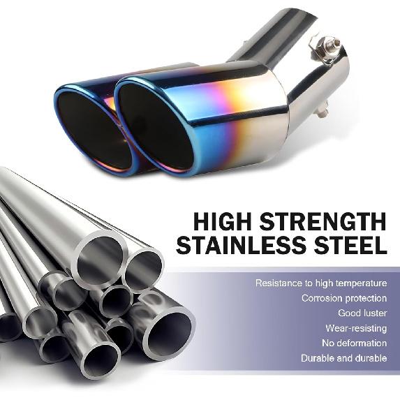 Dual Exhaust Tip, Stainless Steel Bending Muffler Exhaust with Bolt, 2.5" Inlet Dual Tail Pipe Muffler Tip, Exhaust Pipe Modification Accessories,